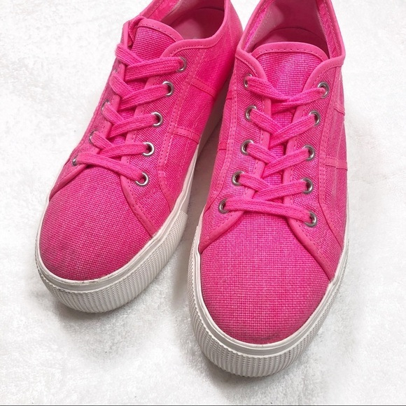 🔥SALE🔥 Steve Madden Emmi bright pink platform canvas sneakers sz9 - Picture 7 of 9